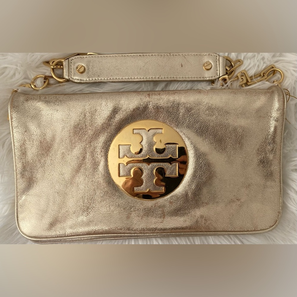GUC  Authentic Tory Burch Gold Shoulder Bag